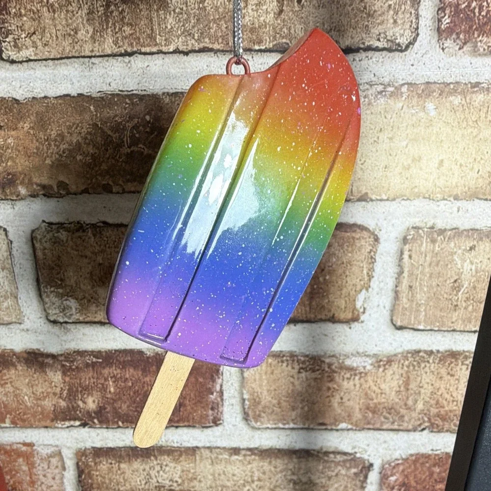 Place & Time Food & Drink Rainbow Popsicle Ornament Multicolor 1 Pc